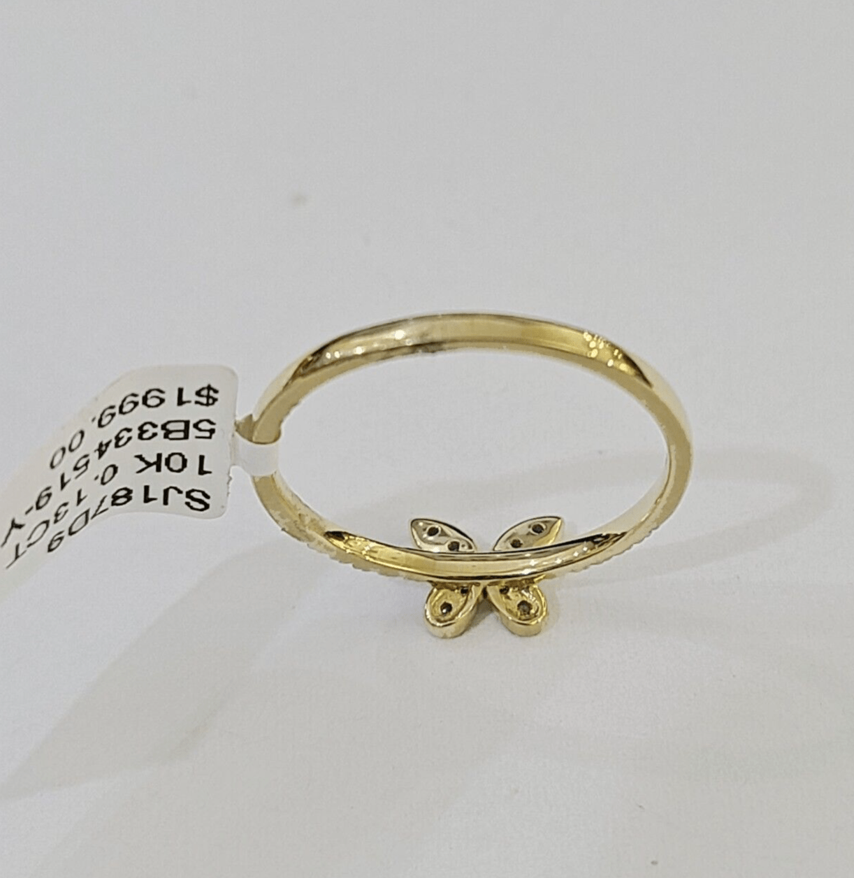 Real 10k Diamond Ladies Ring Butterfly Yellow Gold Women Casual Genuine - GoldenlinQ